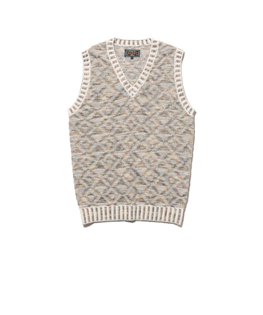 V-Neck Vest ”KASURI” Jacquard