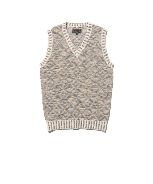 V-Neck Vest ”KASURI” Jacquard