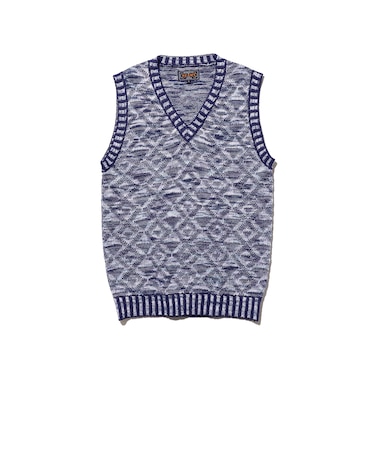 V-Neck Vest ”KASURI” Jacquard