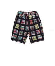 2 Pleats Shorts Window Patchwork Madras