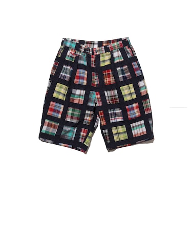 2 Pleats Shorts Window Patchwork Madras