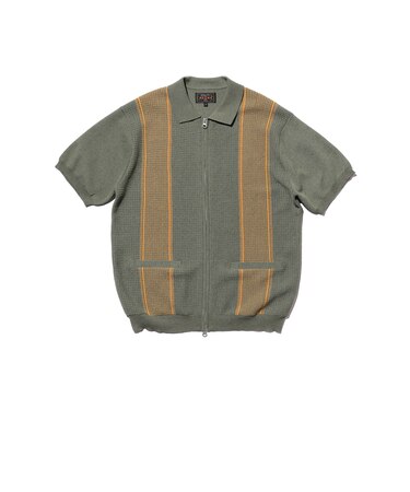 Zip Knit Polo Stripe