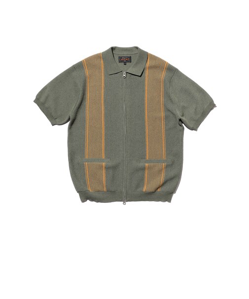 Zip Knit Polo Stripe