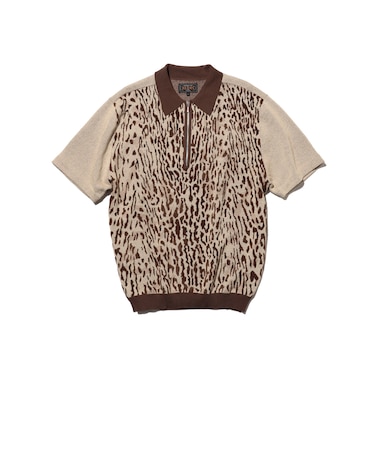 Half Zip Knit Polo Animal Jacquard