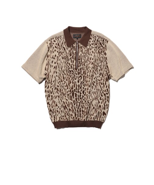 Half Zip Knit Polo Animal Jacquard
