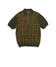 Half Zip Panel Polo Ombre Plaid