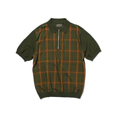 Half Zip Panel Polo Ombre Plaid