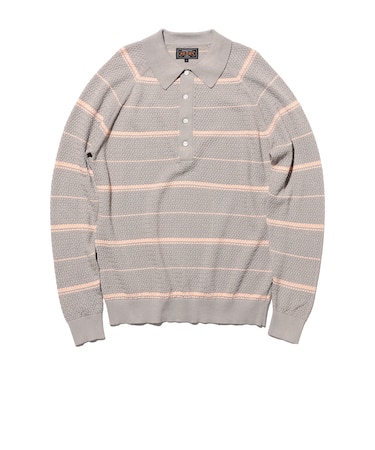Knit Polo Basket Weave Stripe