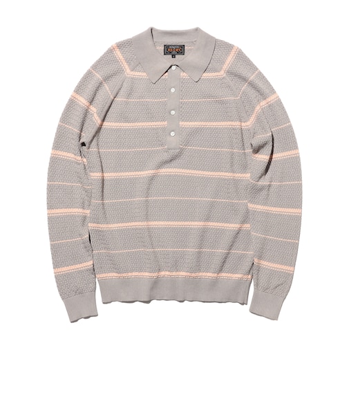 Knit Polo Basket Weave Stripe