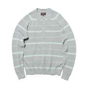 Knit Polo Basket Weave Stripe