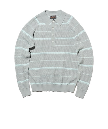 Knit Polo Basket Weave Stripe