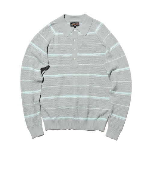 Knit Polo Basket Weave Stripe