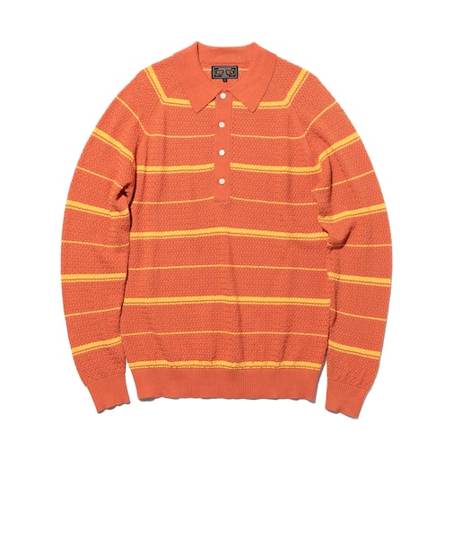 Knit Polo Basket Weave Stripe