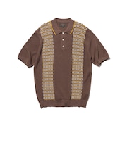 Knit Polo Front Stripe Jacquard
