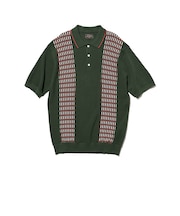 Knit Polo Front Stripe Jacquard