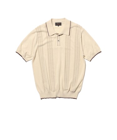Knit Polo Raised Pattern Jacquard Line
