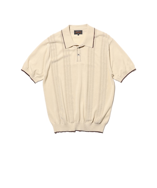 Knit Polo Raised Pattern Jacquard Line