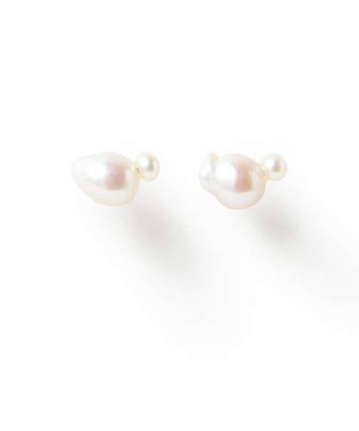 シルバー 淡水 ダブル パール ピアス