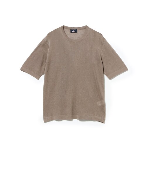 【別注】MORGANO / コットンリネン クルーネック ショートスリーブ ニット