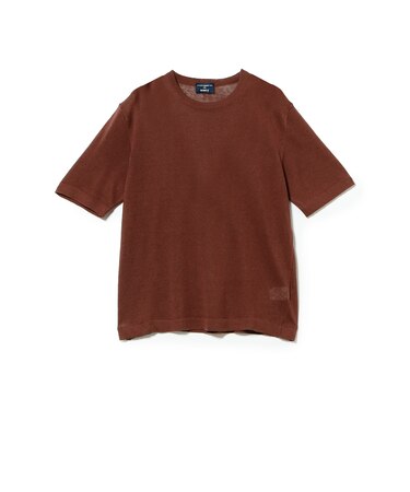 【別注】MORGANO / コットンリネン クルーネック ショートスリーブ ニット