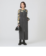 デニム フロントジップ キャミソールワンピース