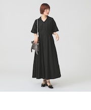 ウエスト タック スキッパー ワンピース　26SS  シャツワンピ 通勤 通学 ロングワンピース オフィスカジュアル  洗える イージーケア シワになりにくい