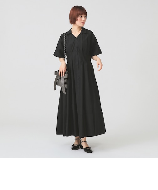 ウエスト タック スキッパー ワンピース 26SS シャツワンピ 通勤 通学 ロングワンピース オフィスカジュアル 洗える イージーケア シワになりにくい