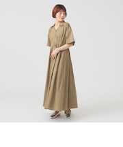 ウエスト タック スキッパー ワンピース　26SS  シャツワンピ 通勤 通学 ロングワンピース オフィスカジュアル  洗える イージーケア シワになりにくい
