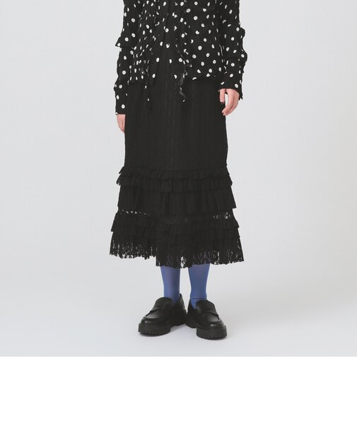 カット レース ティアード ヘム スカート