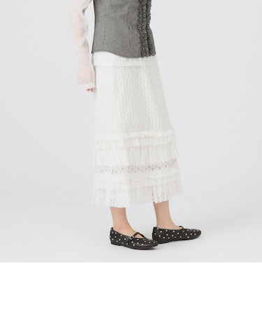 カット レース ティアード ヘム スカート