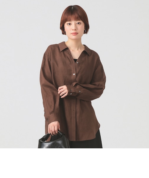 リネン スキッパー シャツ     26SS  日除け 紫外線対策 冷房対策 洗える 夏コーデ レジャー 麻