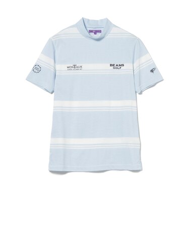 PURPLE LABEL / MONTAUK ボーダー モックネックシャツ(接触冷感・吸水速乾・UVカット)