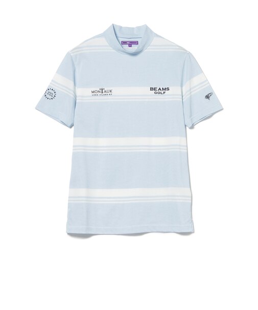 PURPLE LABEL / MONTAUK ボーダー モックネックシャツ(接触冷感・吸水速乾・UVカット)