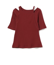 RIB キリカエ アシメネック Tシャツ