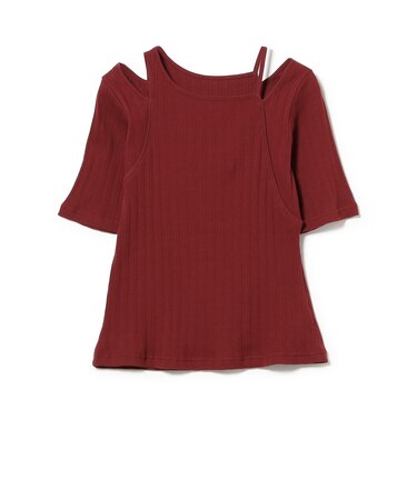 RIB キリカエ アシメネック Tシャツ