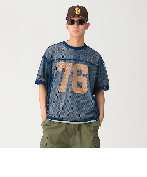 メッシュ プリント Tシャツ【ワイドショートフィット】