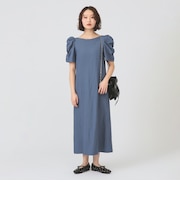 ギャザー パフスリーブ ワンピース