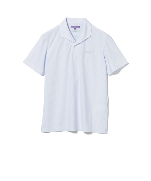 PURPLE LABEL / ストライプ イタリアンカラー ポロシャツ（吸水速乾・接触冷感・UVカット）