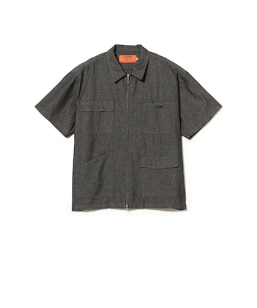 【別注】UNIVERSAL OVERALL / シャンブレー ジップ ショートスリーブ シャツ