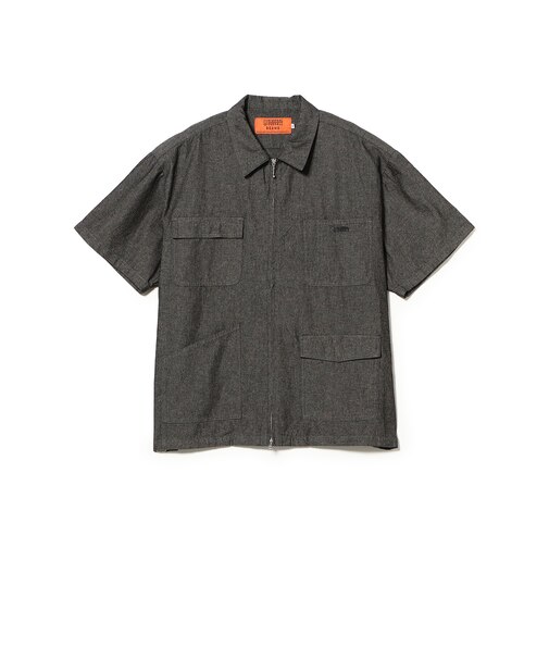 【別注】UNIVERSAL OVERALL / シャンブレー ジップ ショートスリーブ シャツ