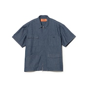【別注】UNIVERSAL OVERALL / シャンブレー ジップ ショートスリーブ シャツ