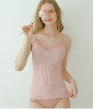 オーガニックコットンレーストリムキャミソール