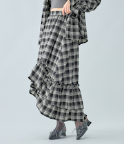 ラッフルチェックフレアスカート
