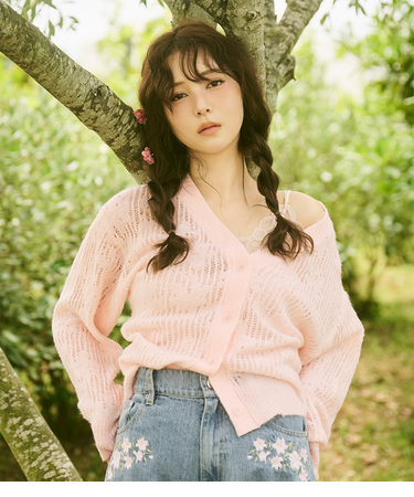 透かしフラワーカーディガン