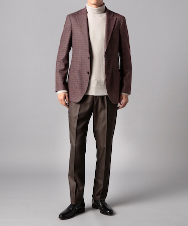 ブラウン×レッドギンガムジャケット