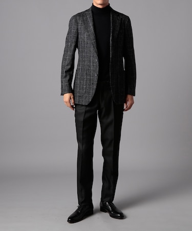 チャコールリングミックスチェックジャケット