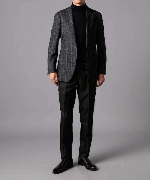 チャコールリングミックスチェックジャケット