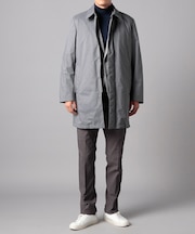 メランジグレーラミネートステンカラーコート(ミドルレングス)