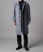 ウールアンゴラへリンボンバルカラーコート(ロングレングス)