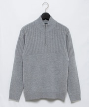 編地変化ハーフジップニット